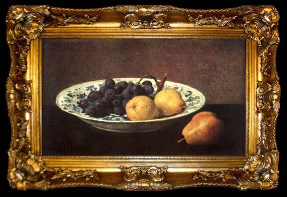 framed  Otto Scholderer Stilleben mit Weintrauben und Birnen, ta009-2